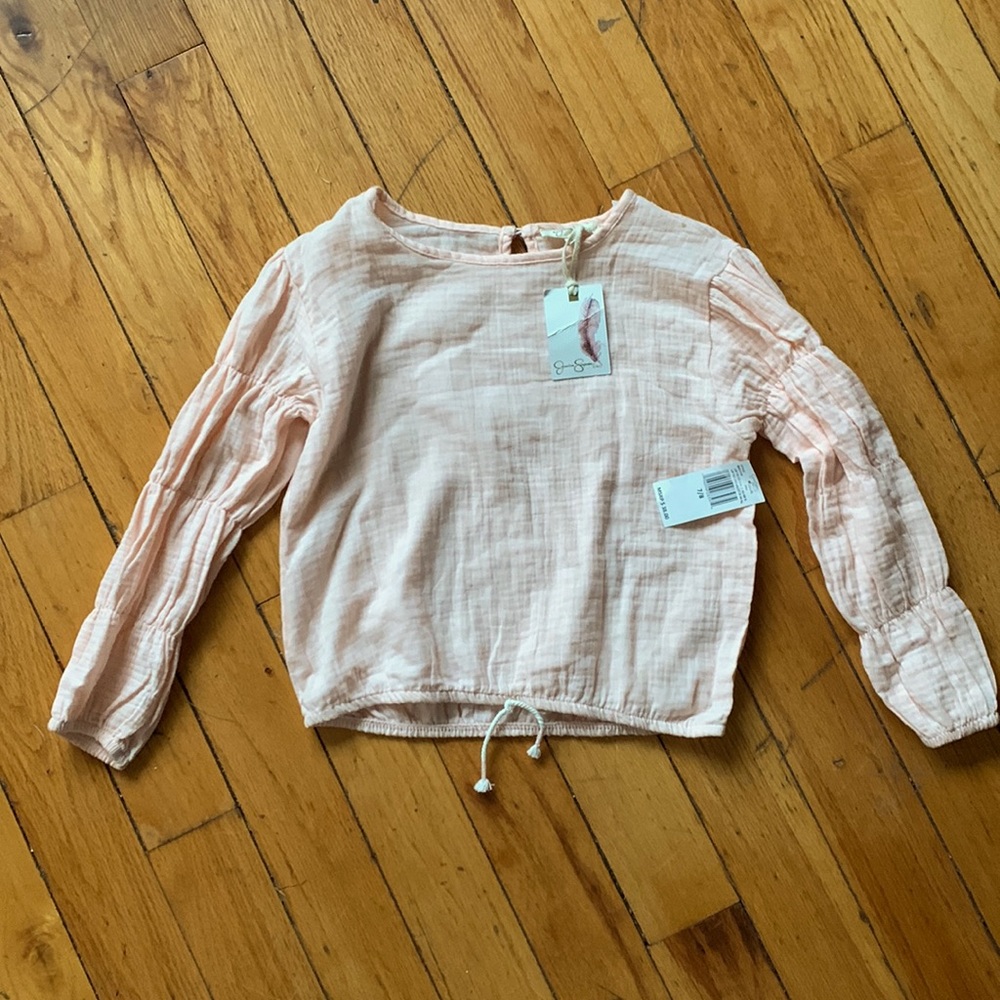 Jessica Simpson Girl’ sLong-Sleeve Muslin Cotton Top Light Coral/Pink